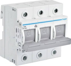 Hager  L73M  Przełącznik rozłączający      Rozmiar bezpiecznika = D02  3-biegun.  63 A      1 szt.