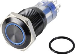 Przycisk TRU COMPONENTS LAS2GQH-22ZE/B/12V/A/P TC-9428212, 16 mm, 250 V, 3 A, 1 szt.