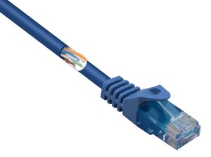 Kabel LAN Basetech BT-2270726, 1 szt., RJ45, CAT 5e, U/UTP, 0.50 m, niebieski