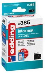 Edding Tusz Zamiennik Brother LC-1100BK Czarny  atrament Edding EDD-385 18-385, 1 szt.