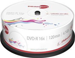 PRIMEON DVD-R 4.7GB 16x Photo-on-Disc Wrzeciono 25 mm DVD-R Primeon 2761205 25 szt.