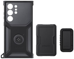 Samsung Rugged Gadget Case Futerał backcase Samsung Galaxy S23 Ultra czarny, tytanowy Odporny na wstrząsy, Funkcja podstawki