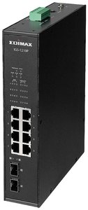EDIMAX Industry 8-portowy niezarządzalny przełącznik POE GbE + 2 GbE SFP, 240W IP30, -20~70°C, nadmiarowość zasilania EDIMAX IGS-1210P Switch przemysłowy Ethernet