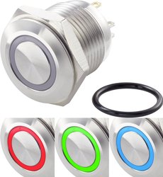 Przełącznik wciskany, wandaloodporny TRU COMPONENTS TC-GQ16F-10E/42RGB/ TC-7494616, 16 mm, 48 V/DC, 2 A, 1 szt.