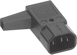 złącze męskie kątowe C14 2 + PE Wejście kabla z lewej strony  10 A czarny K & B 42R041111 1 szt.