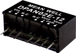 Moduły przetwornicy DC/DC firmy MEANWELL DPAN02 serii SIP/SIL8 Obudowa Podwójne wyjście Napięcie wejściowe: 2:1 Moc: sterowana 2W Moduł przetwornicy DC/DC Mean Well DPAN02C-05 DPAN02C-05, 2 W, 200 mA, 1 szt.