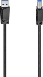 Kabel USB Hama, USB 3.2 Gen1 (USB 3.0), Złącze męskie USB-A, Złącze męskie USB-B, 1.50 m