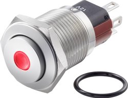 Przełącznik wciskany, wandaloodporny TRU COMPONENTS TC-GQ16-KH-11ZD/J/R/12V/S TC-7494980, 16 mm, 48 V/DC, 2 A, 1 szt.