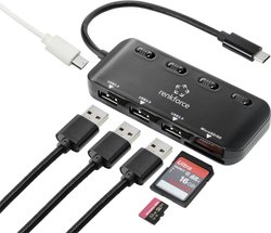Hub USB 3.2 Gen 1 (USB 3.0) Renkforce RF-HUB-321 3 Porty wbudowany czytnik kart pamięci SD czarny