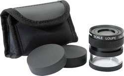 Lupa ręcznaze skalą pomiarową Współczynnik powiększenia: 10 x Rozmiar soczewki: (Ø) 19 mm  Ideal Tek  M12102 Skala w mm/cal