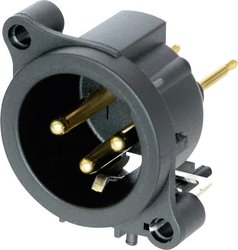 Złącze męskie XLR montażowe, Neutrik NC3MAAV, 3-pin, czarne, 1 szt.