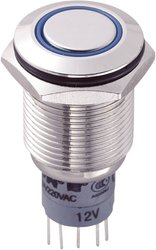 Przycisk wandaloodporny chwilowy TRU COMPONENTS LAS2GQF-22E/B/12V/N/P, 2 x wł/(wł), 1 szt.