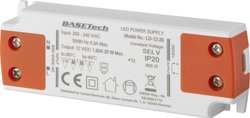 Basetech LD-12-20 Transformator LED Stałonapięciowy 20 W 1.66 A Możlowość stosowania w meblach, Zabezpieczenie przed przepięciem, Montaż w strefach zagrożonych wybuchem 1 szt.