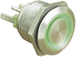Przycisk wandaloodporny chwilowy Bulgin MPI002/28/GN, 1 x wył/(wł), IP66, 1 szt.