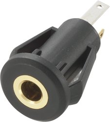 Złącze jack 3,5 mm, gniazdo do zabudowy w pionie, ilość biegunów: 3 Stereo, czarne, 1 szt.