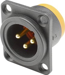 Złącze męskie XLR Hicon HI-X3DM-HD-B, złocony, złącze męskie z kołnierzem, 1 szt.