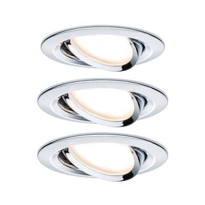Oprawa wpuszczana LED Nova Coin zestaw podstawowy obrotowa okrągła 84mm 50° Coin 3x6W 3x460lm 230V 2700K chrom Lampa do zabudowy Paulmann Nova 93452 Zestaw 3-elementowy 18 W 470 lm