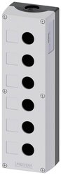 Obudowa do urządzeń sterujących, 22mm, okrągła, plastikowa, szara, 6 punktów kontrolnych Pusta obudowa Siemens 3SU1806-0AA00-0AB1 (D x S x W) 280 x 85 x 64 mm  1 szt.
