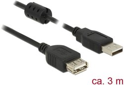 Kabel USB Delock DELOCK Verläng. Kabel USB 2.0 Typ-A 3,0m, USB 2.0, Złącze męskie USB-A, Złącze żeńskie USB-A, 3.00 m