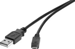 Kabel USB Renkforce, USB 2.0, Złącze męskie USB-A, Złącze męskie USB Micro-B, 0.15 m