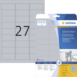 Herma 4222 Etykiety do szyldów opisowych 63.5 x 29.6 mm Folia poliestrowa srebrny 675 szt. Trwały Drukarka Laserowa, Kopiarka, Drukarka etykiet