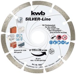 kwb 796170 Tarcza tnąca diamentowa Średnica 115 mm Średnica otworu 22.23 mm cegła, beton 1 szt.