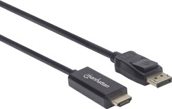 Przejściówka DisplayPort, HDMI Manhattan 1080p DisplayPort auf HDMI-Kabel DisplayPort-Stecker/HDMI-Stecker 3 m schwarz 153188, 3.00 m