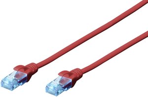 Kabel krosowy DIGITUS Professional CAT 5e U-UTP, AWG 26/7, skrętka, dł. 10 m, czerwony Kabel LAN Digitus DK-1512-100/R, 1 szt., RJ45, CAT 5e, U/UTP, 10.00 m, czerwony