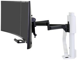 Ergotron TRACE™ Podwójny uchwyt do monitora w kolorze białym — uchwyt na biurko na monitor Uchwyt do monitora, stołowy Ergotron TRACE™ 53,3 cm (21'') - 68,6 cm (27'')