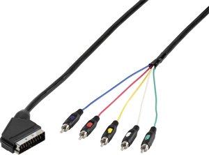 SpeaKa Professional Cinch komponentowy / SCART TV, Odbiornik Kabel [5x złącze męskie RCA/cinch - 1x złącze męskie SCART] 2.50 m czarny