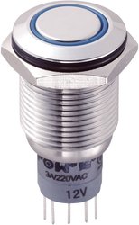 Przycisk wandaloodporny chwilowy TRU COMPONENTS LAS2GQF-22E/B/12V/S/P, 2 x wł/(wł), 1 szt.