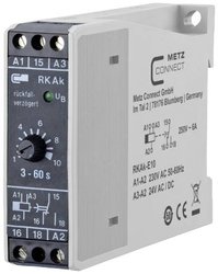 Przekaźnik czasowy zwłoczny odpadania RKAk-E10, 230 V AC / 24 V AC/DC, 3-60 s Przekaźnik czasowy Metz Connect RKAk-E10 110304412005, 250 V/AC, 6 A, 1 szt.