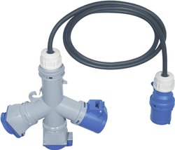 Kompaktowe gniazdo 1x CEE / 2 x gniazdo uziemione Przedłużacz PCE, 1x CEE / 2 x gniazdo uziemione