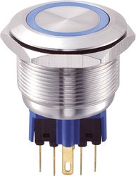 Przycisk 25 mm 250 V/AC 5 A z oświetleniem pierścieniowym, zabezpieczony przed wandalizmem Przycisk wandaloodporny chwilowy TRU COMPONENTS GQ25-11E/B/12V, 1 x wł/(wł), IP65, 1 szt.