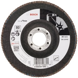 X581 Best for Inox o wyjątkowej żywotności do pracy na stali Inox - X581 Best for Inox jest kompatybilny ze szlifierkami kątowymi. Tarcza lamelkowa Bosch Accessories X581 2608607640 Średnica 125 mm 1 szt.