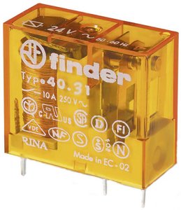 Przekaźnik drukowany Finder 40.31.8.024.0000 40.31.8.024.0000, monostabilny, 1 cewka, 250 V/AC, 10 A, 1 szt.