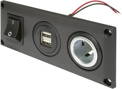 Gniazdo do zabudowy z podwójnym gniazdem USB-a + 1 gniazdem zasilania ProCar 67326010 Obciążalność prądu maks.: 20 A 12 V, 24 V