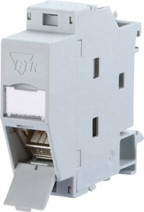 Gniazdko sieciowe BTR do montażu na szynie kapeluszowej CAT 6A 180° Adapter BTR RAL 7035, RJ45, kat. 6a