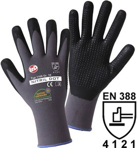 Rękawice robocze L+D NITRIL DOT 1166-9, Rozmiar rękawic: 9, L, czarny, szary