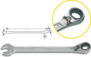 Klucz płasko oczkowy z grzechotką Hazet 606-10 10 mm