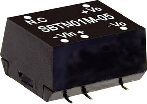 Moduł przetwornicy SMD DC/DC MeanWell serii SBTN01 SMD Case Single Output: Moc 1:1: Nieregulowana do 1W Moduł przetwornicy DC/DC Mean Well SBTN01L-05 SBTN01L-05, 1 W, 200 mA, 1 szt.