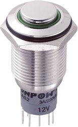 Przycisk wandaloodporny chwilowy TRU COMPONENTS LAS2GQH-22E/G/12V/S/P, 2 x wł/(wł), IP65, 1 szt.