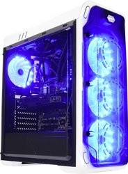 LC Power LC-988W-ON Midi Tower Obudowa do komputera, Obudowa gamingowa  biały z 4 wentylatorami LED, ze zintegrowanym oświetleniem, z modułem do sterowania wentylatorami, z okienkiem, z filtrem przeciwkurzowym