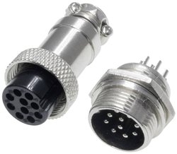 Złącze męskie okrągłe 453559, styki:10, 30 V/AC, 1 A, 1 zest.