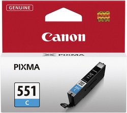 Canon Wkład atramentowy CLI-551 C Błękitny 6509B001 Tusz Canon PGI-551 C, cyjan, oryginalny