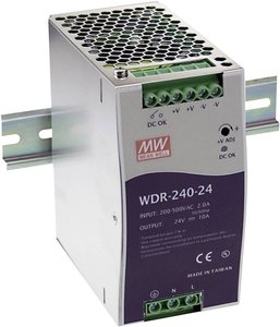 Zasilacz na szynę DIN Mean Well WDR-240-24, 24 V/DC, 10 A, 240 W