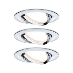 Oprawa wpuszczana LED 3-Step-Dim Nova Coin zestaw podstawowy obrotowa okrągła 84mm 50° Coin 3x6W 3x460lm 230V 2700K chrom Lampa do zabudowy Paulmann Nova 93488 Zestaw 3-elementowy 18 W 470 lm