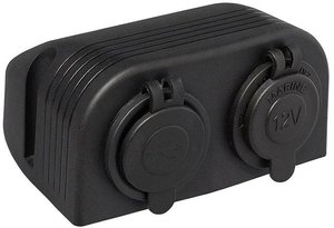 Gniazdo DIN + podwójne gniazdo USB zabudowa/dobudowa ProPlus 450462  12 - 24 V/DC