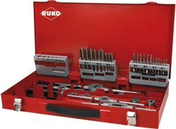 Zestaw narzędzi do cięcia gwintów HSS w kasetce przemysłowej - 37-częściowy Komplet gwintowników maszynowych RUKO  245020 1 zest.