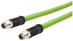 Kabel Ethernet przemysłowy M12, kodowanie X, 1,0 m, złącze proste M12 - złącze proste M12, skrętne, PUR Kabel LAN Metz Connect 142M7X11010, 1 szt., M12, CAT 6a, S/FTP, 1.00 m, zielony